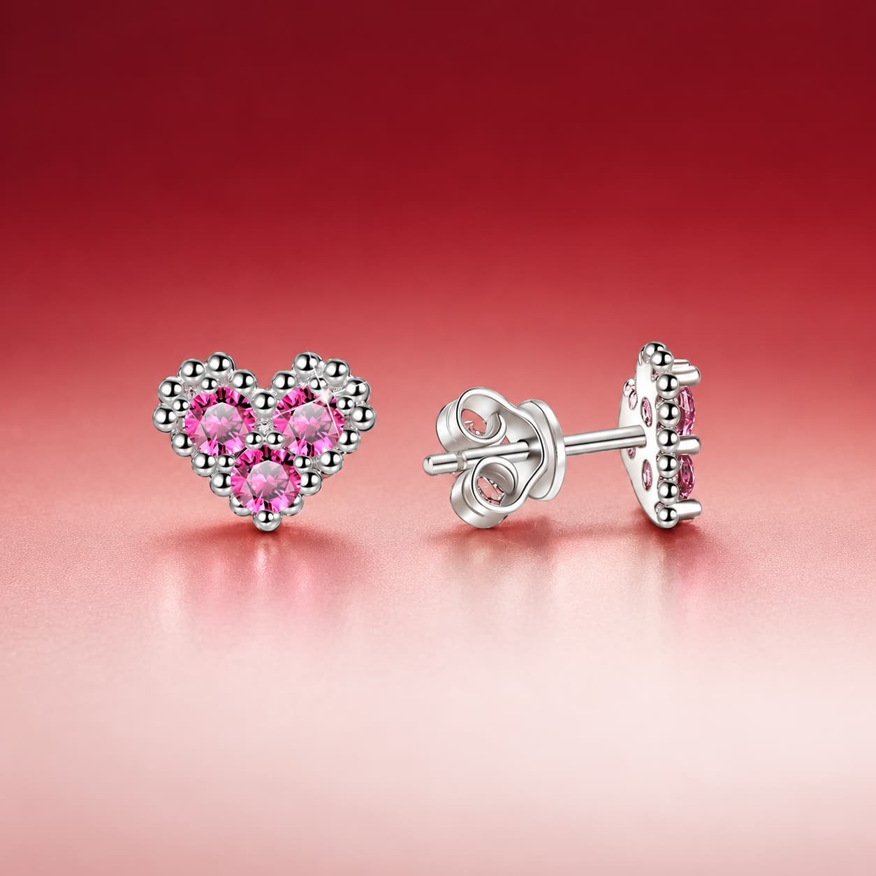 Luna Series · Heart-Frame Stud Earrings — 925 Sterling Silver — image 4