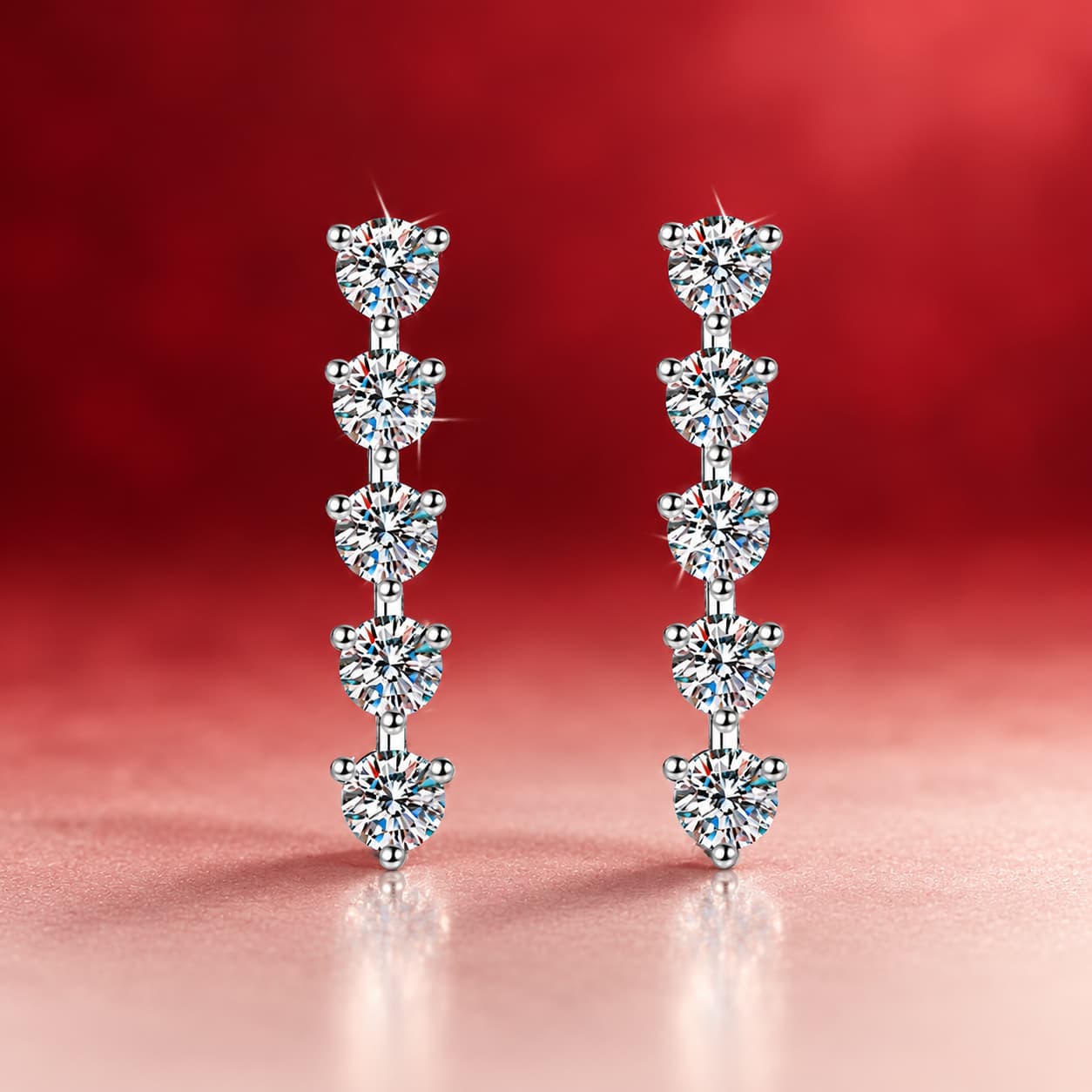 Luna Series · Graduated Line Drop Earrings — 925 Sterling Silver — image 1