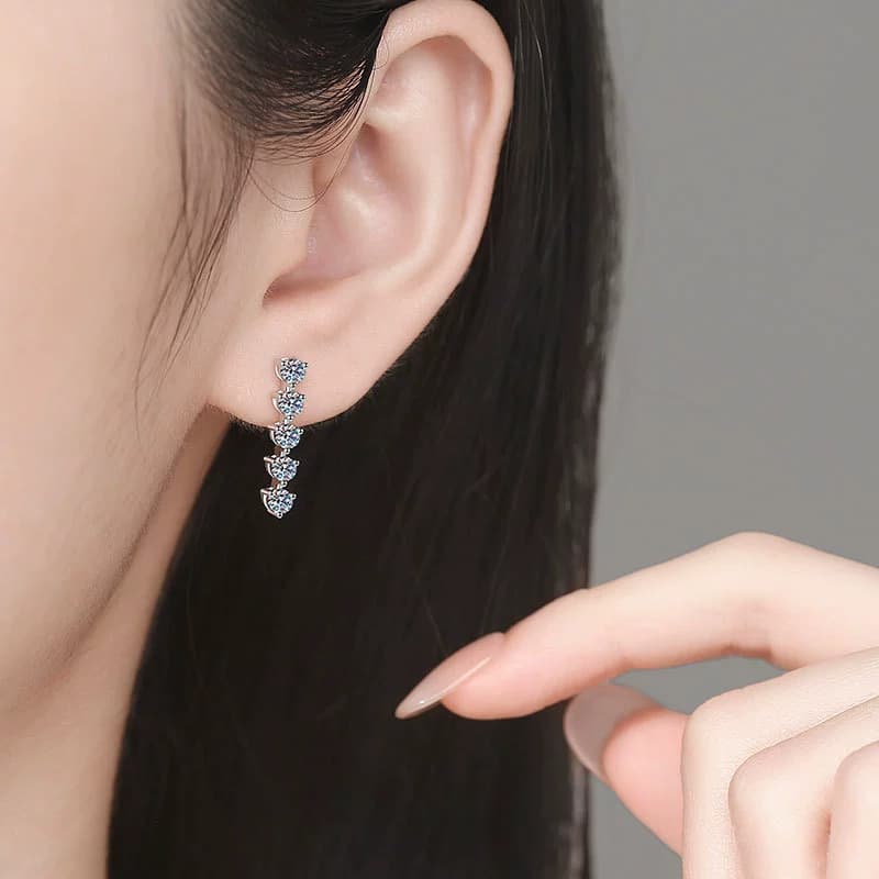 Luna Series · Graduated Line Drop Earrings — 925 Sterling Silver — image 2