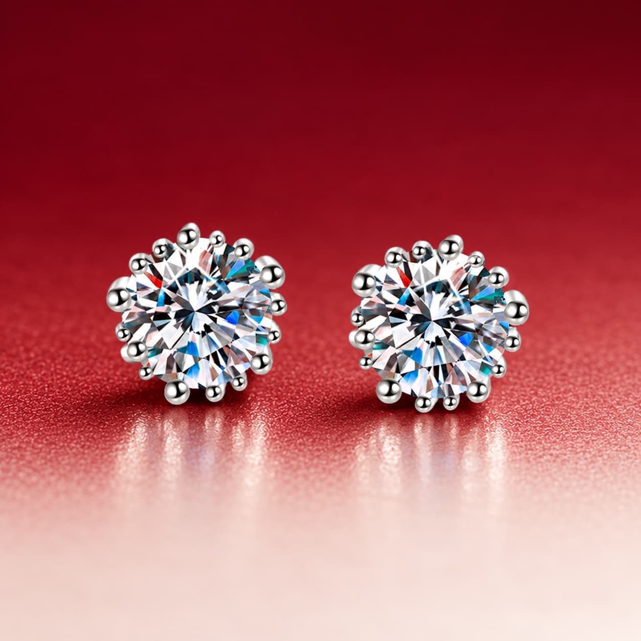 Luna Series · Round Solitaire Stud Earrings — Sterling Silver — image 1