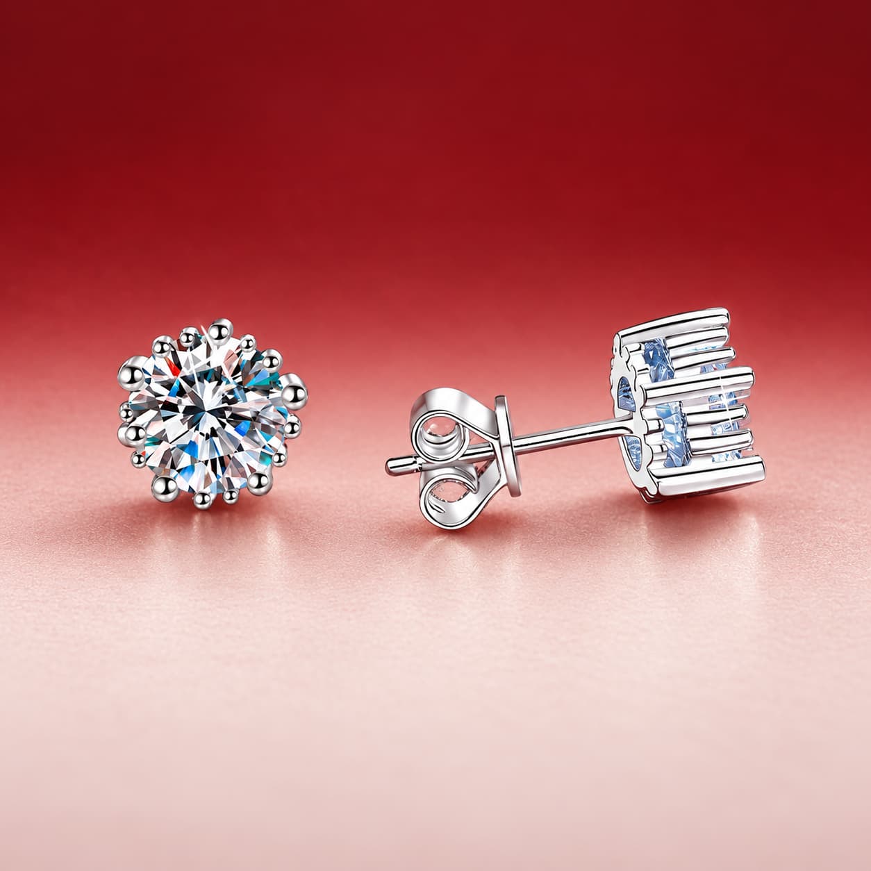 Luna Series · Round Solitaire Stud Earrings — Sterling Silver — image 3