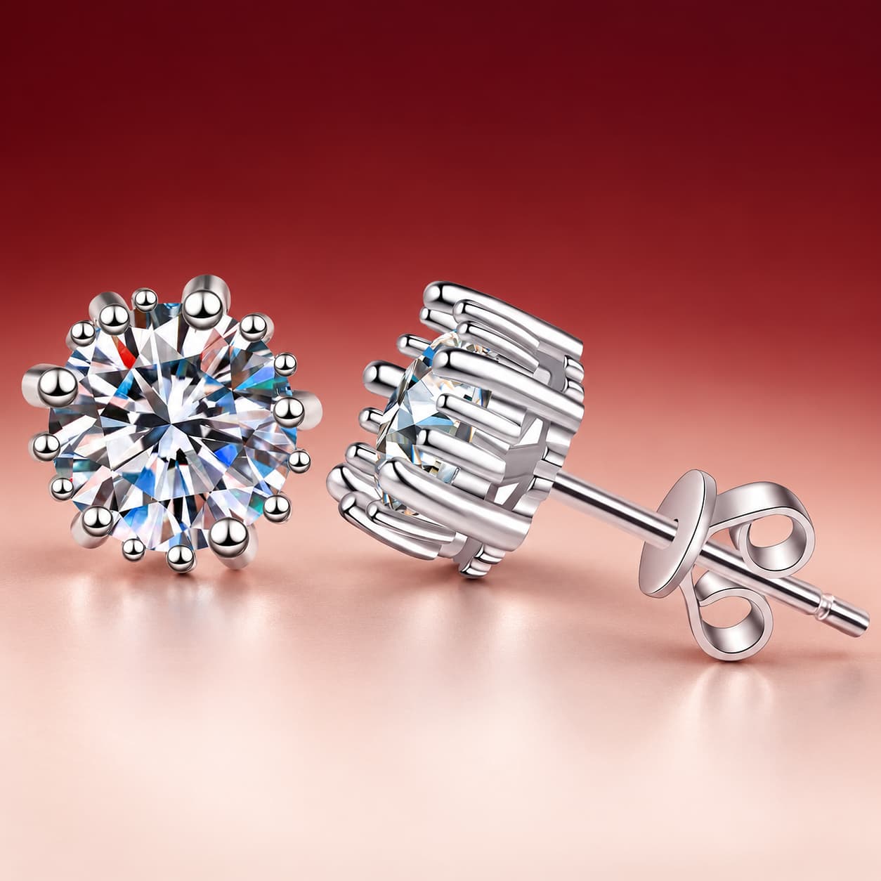 Luna Series · Round Solitaire Stud Earrings — Sterling Silver — image 4