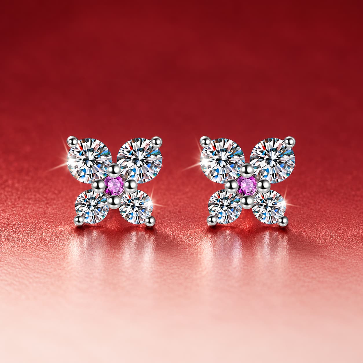 Luna Series · Butterfly Accent Stud Earrings — 925 Sterling Silver — image 1
