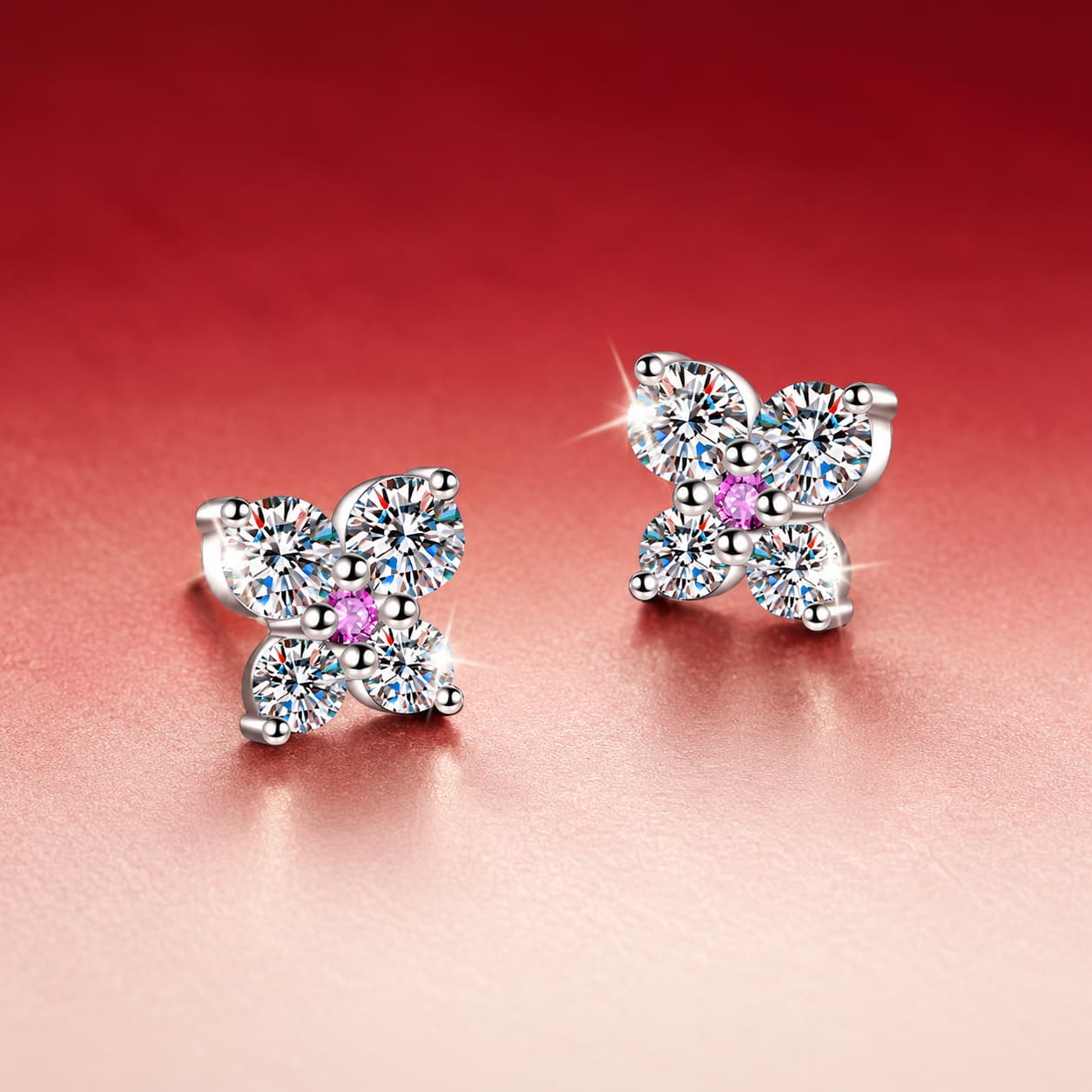 Luna Series · Butterfly Accent Stud Earrings — 925 Sterling Silver — image 3