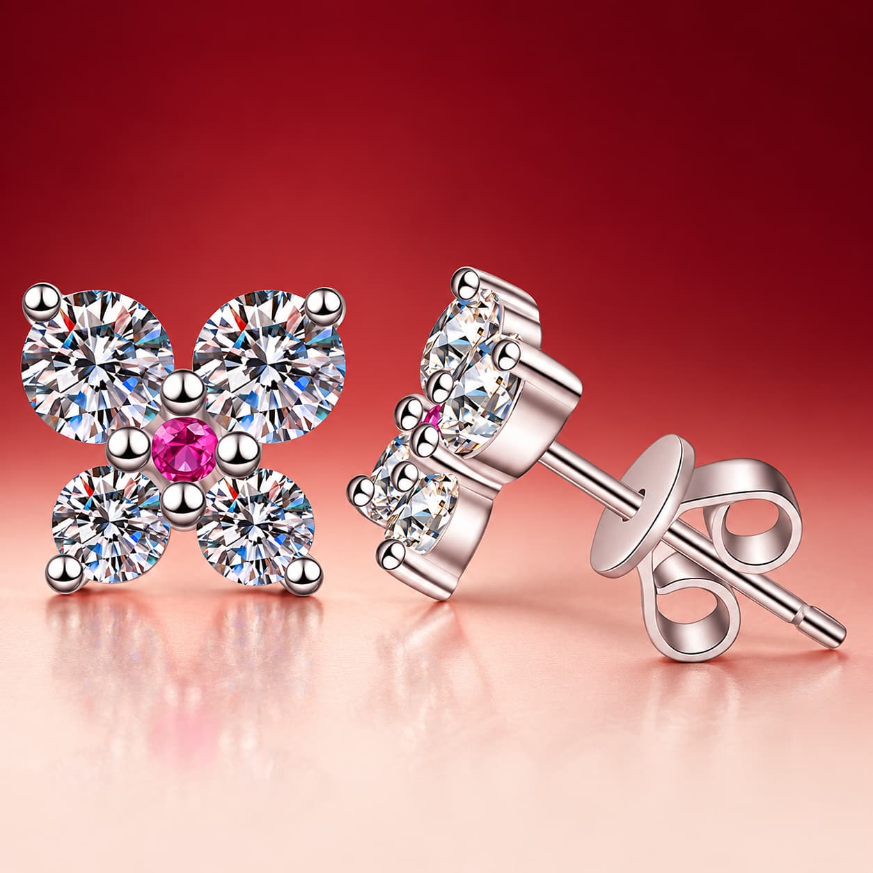 Luna Series · Butterfly Accent Stud Earrings — 925 Sterling Silver — image 4