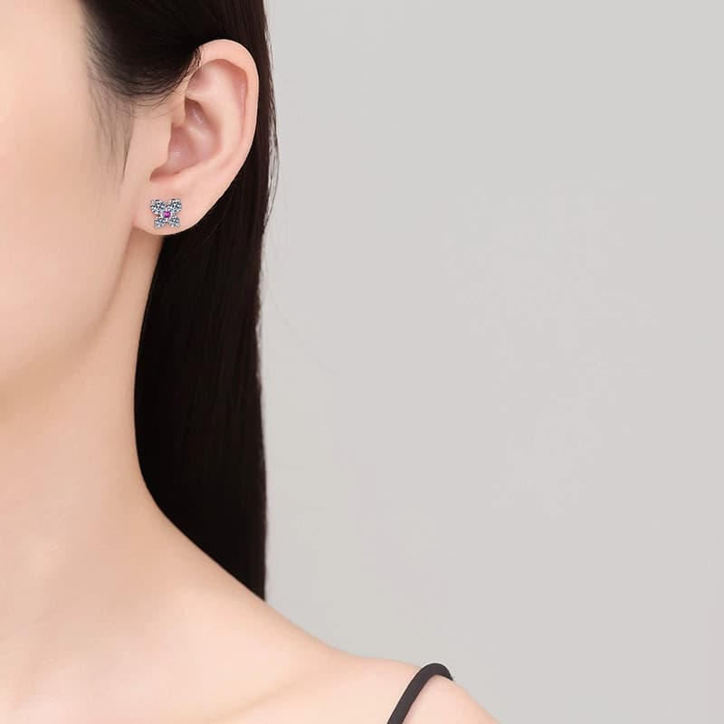 Luna Series · Butterfly Accent Stud Earrings — 925 Sterling Silver — image 2