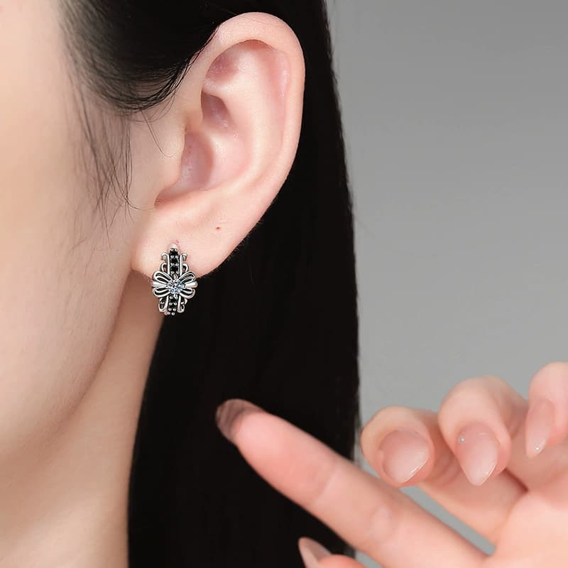 Luna Series · Bow-Accent Hoop Earrings — 925 Sterling Silver — image 2