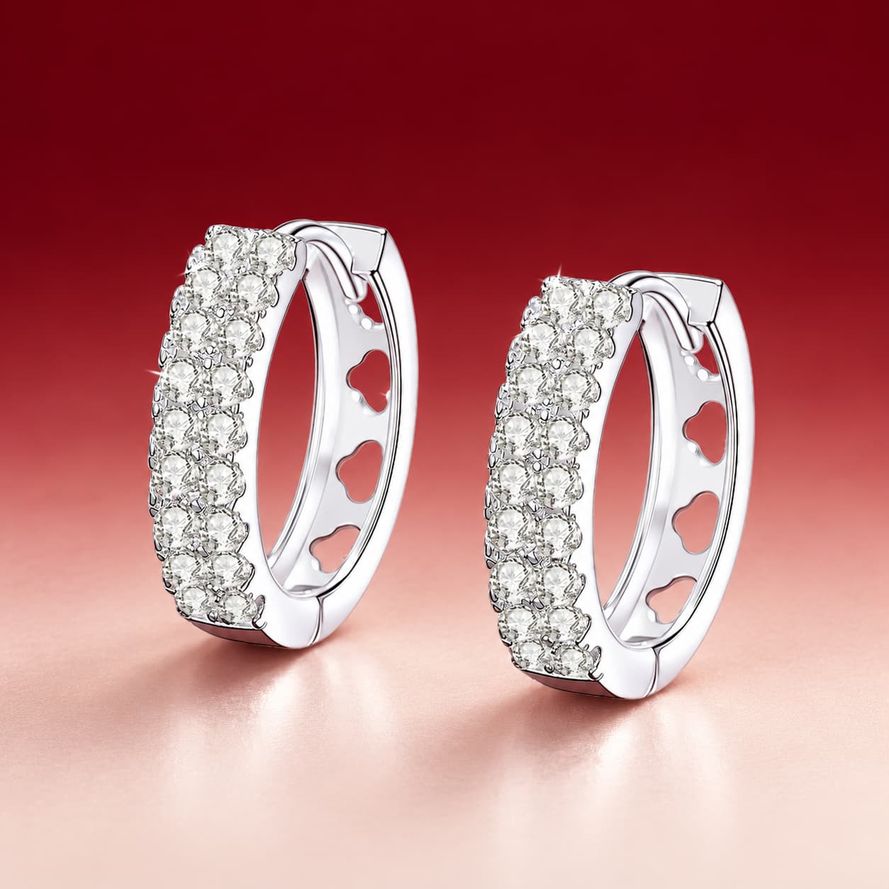 Luna Series · Half-Pavé Huggie Hoop Earrings — Sterling Silver — image 1