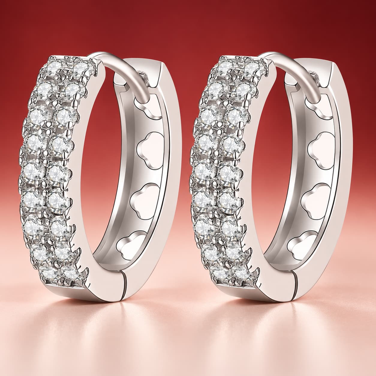 Luna Series · Half-Pavé Huggie Hoop Earrings — Sterling Silver — image 4