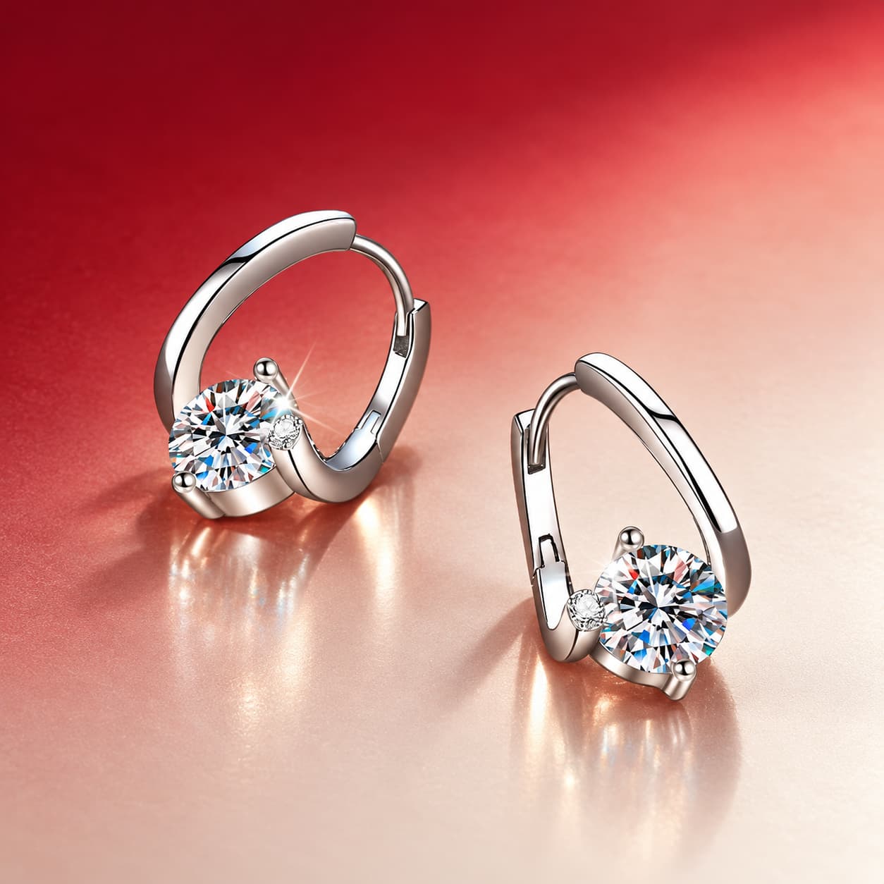 Luna Series · U-Shaped Drop Earrings — Sterling Silver — image 3