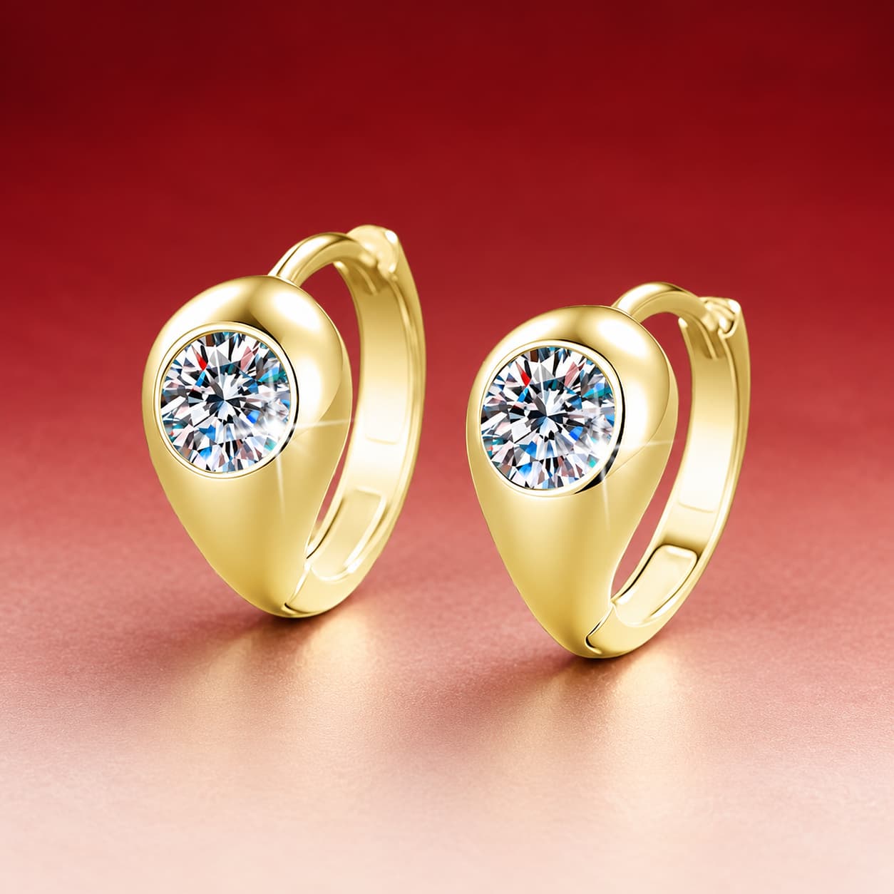 Luna Series · Bezel-Set Moissanite Hoop Earrings — 925 Sterling Silver — image 3