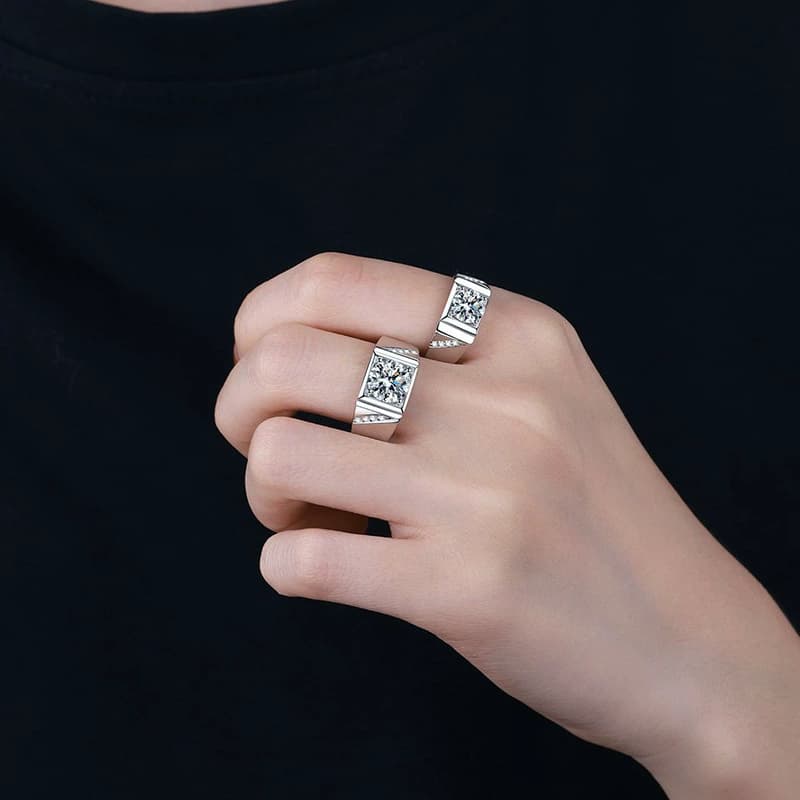 Luna Series · Square-Cut Signet Ring — 925 Sterling Silver — image 2