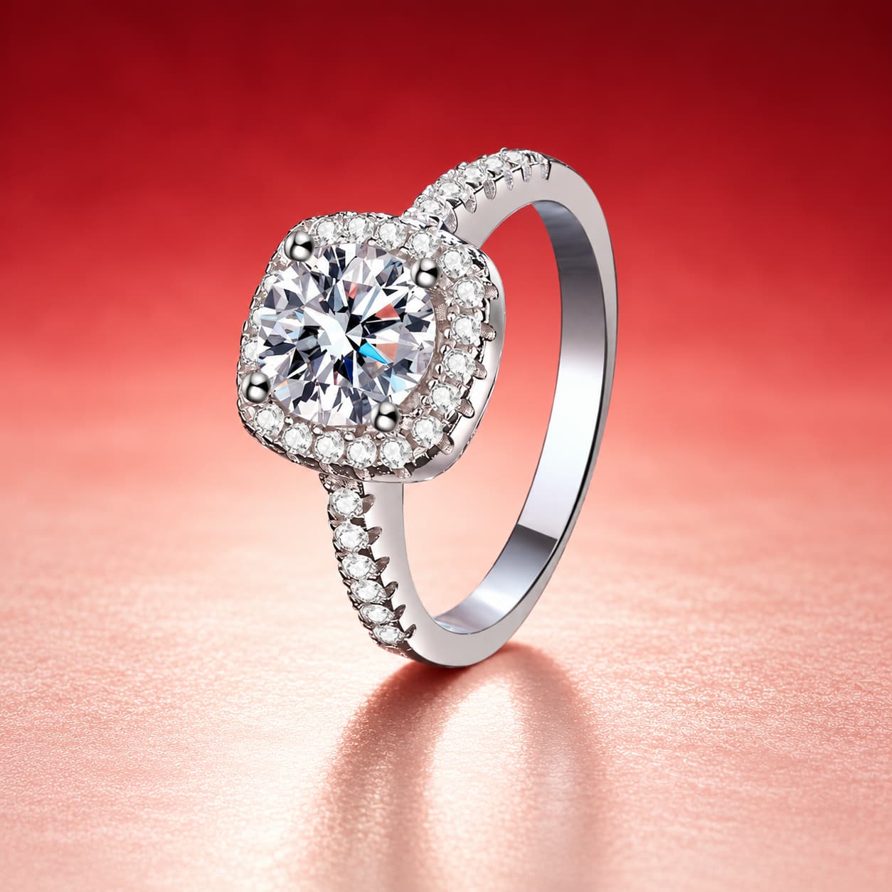Luna Series · Cushion Halo Pavé Ring — 925 Sterling Silver — image 1