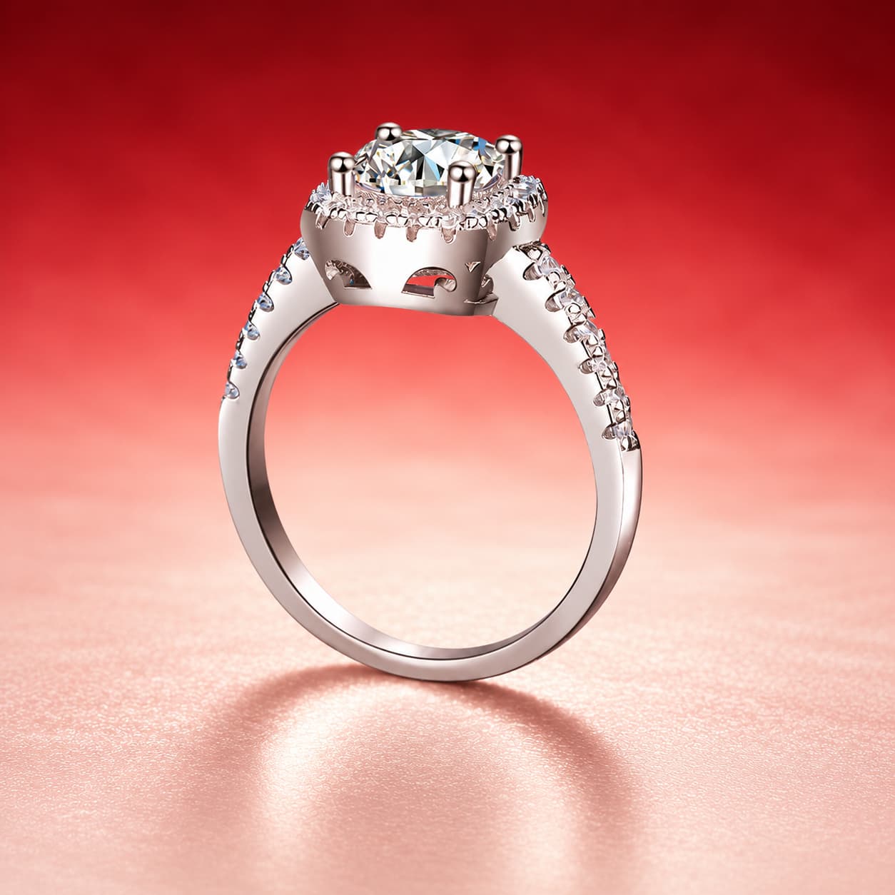 Luna Series · Cushion Halo Pavé Ring — 925 Sterling Silver — image 3