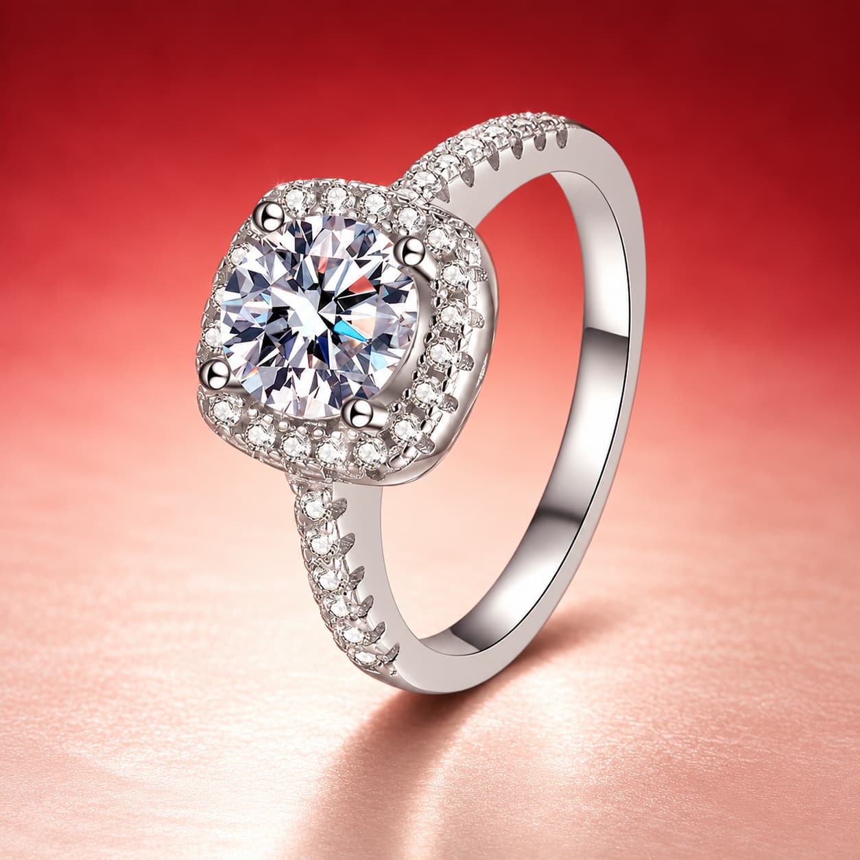 Luna Series · Cushion Halo Pavé Ring — 925 Sterling Silver — image 4