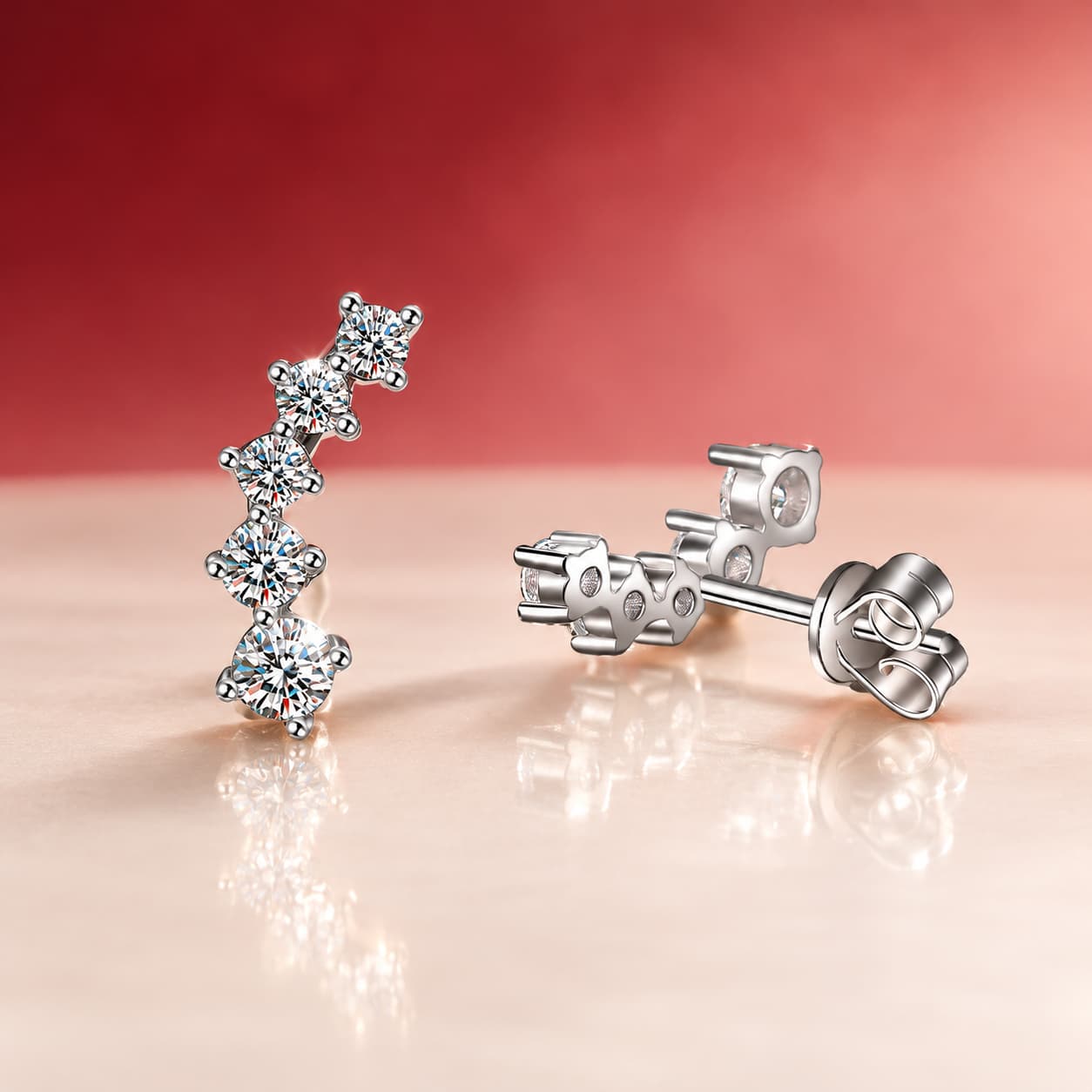 Luna Series · Smile-Arc Stud Earrings — Sterling Silver — image 1