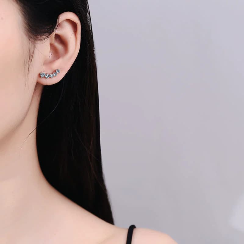 Luna Series · Smile-Arc Stud Earrings — Sterling Silver — image 2