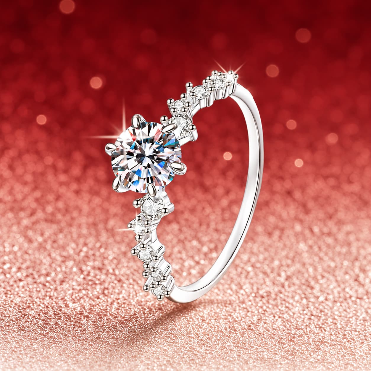 Luna Series · Twisted Crossover Solitaire Ring — Sterling Silver — image 1