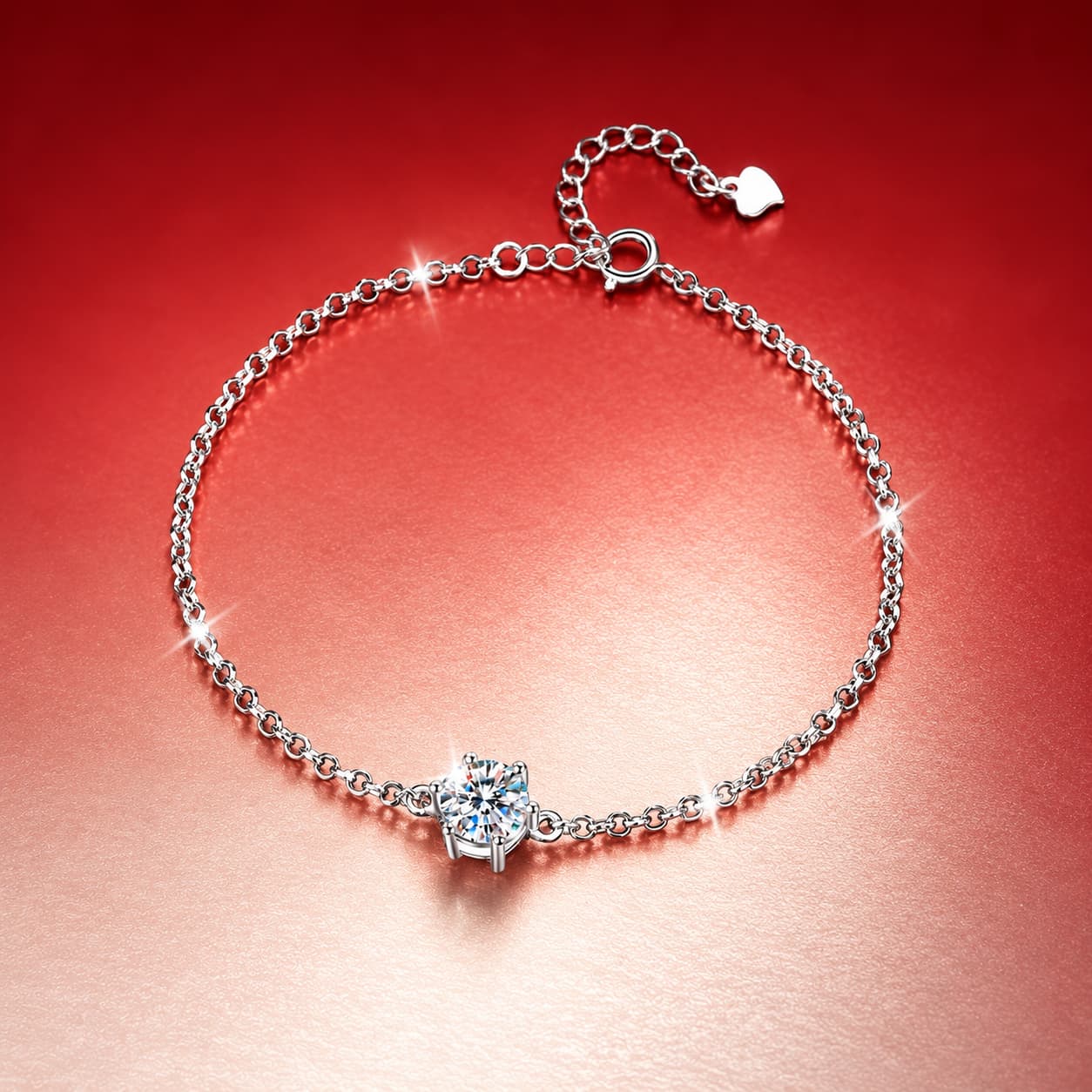Luna Series · Solitaire Station Chain Bracelet — 925 Sterling Silver — image 3