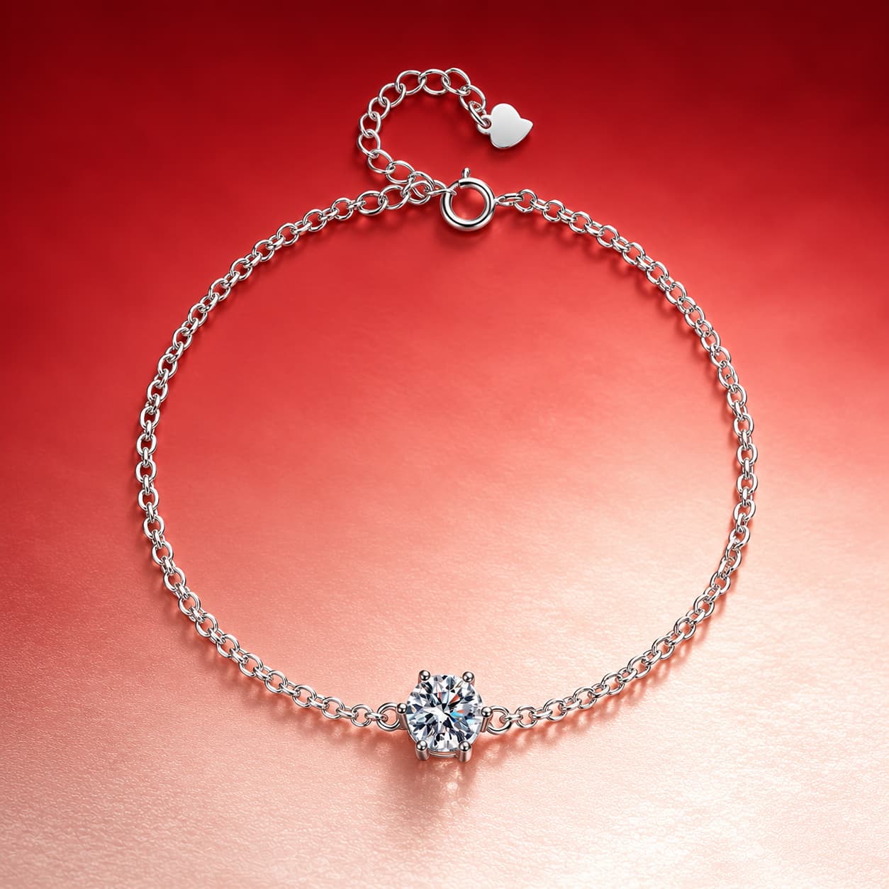 Luna Series · Solitaire Station Chain Bracelet — 925 Sterling Silver — image 4