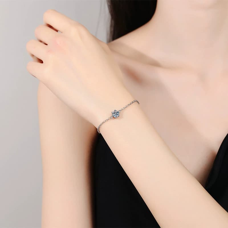 Luna Series · Solitaire Station Chain Bracelet — 925 Sterling Silver — image 2