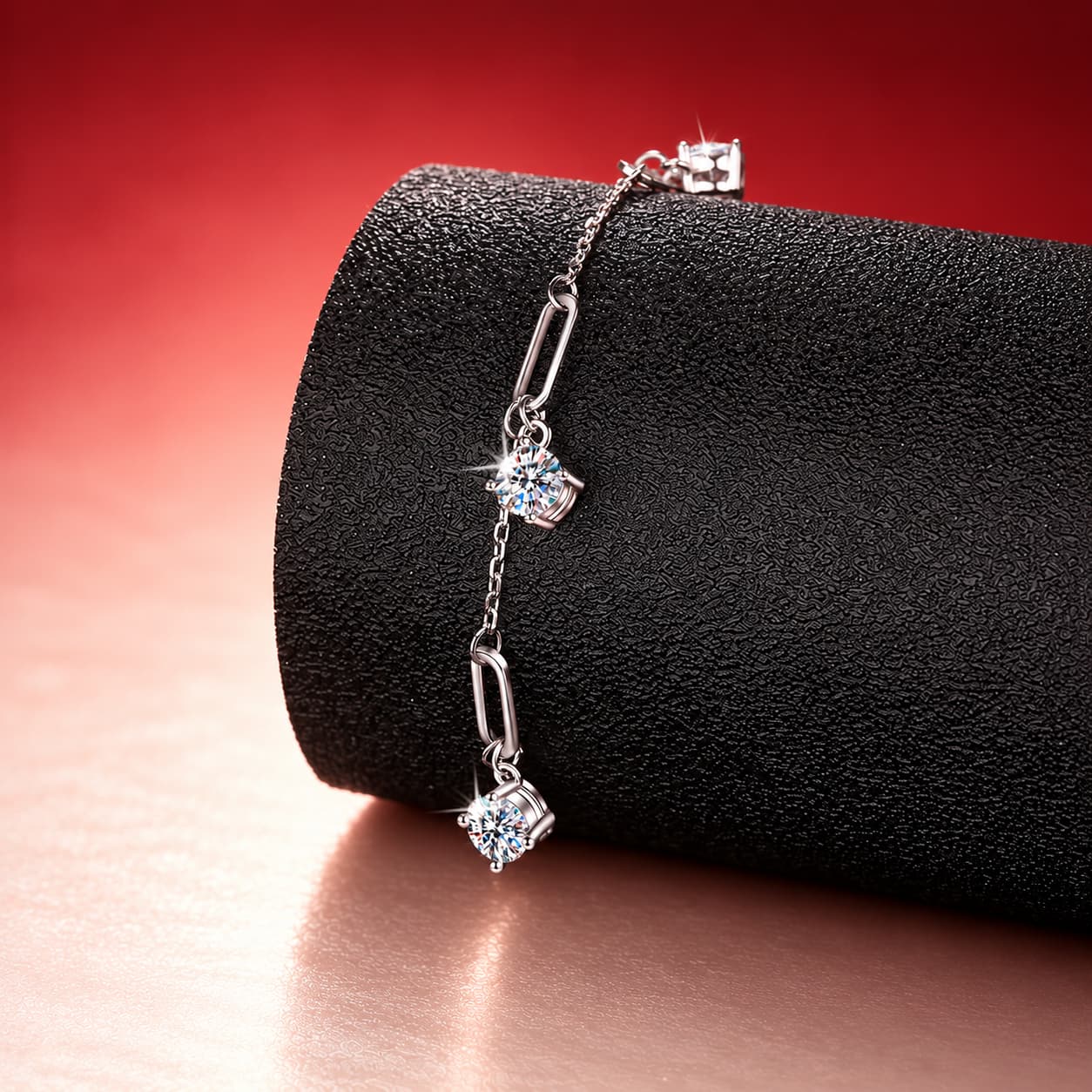 Luna Series · Stone-Accent Link Bracelet — 925 Sterling Silver — image 3