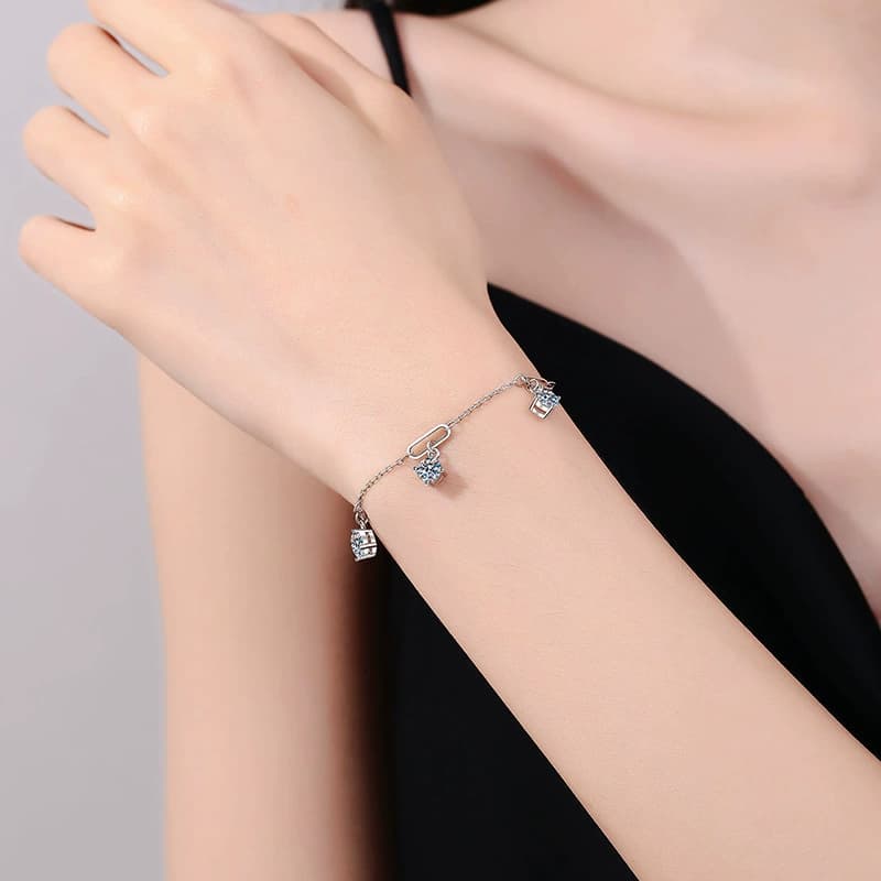 Luna Series · Stone-Accent Link Bracelet — 925 Sterling Silver — image 2