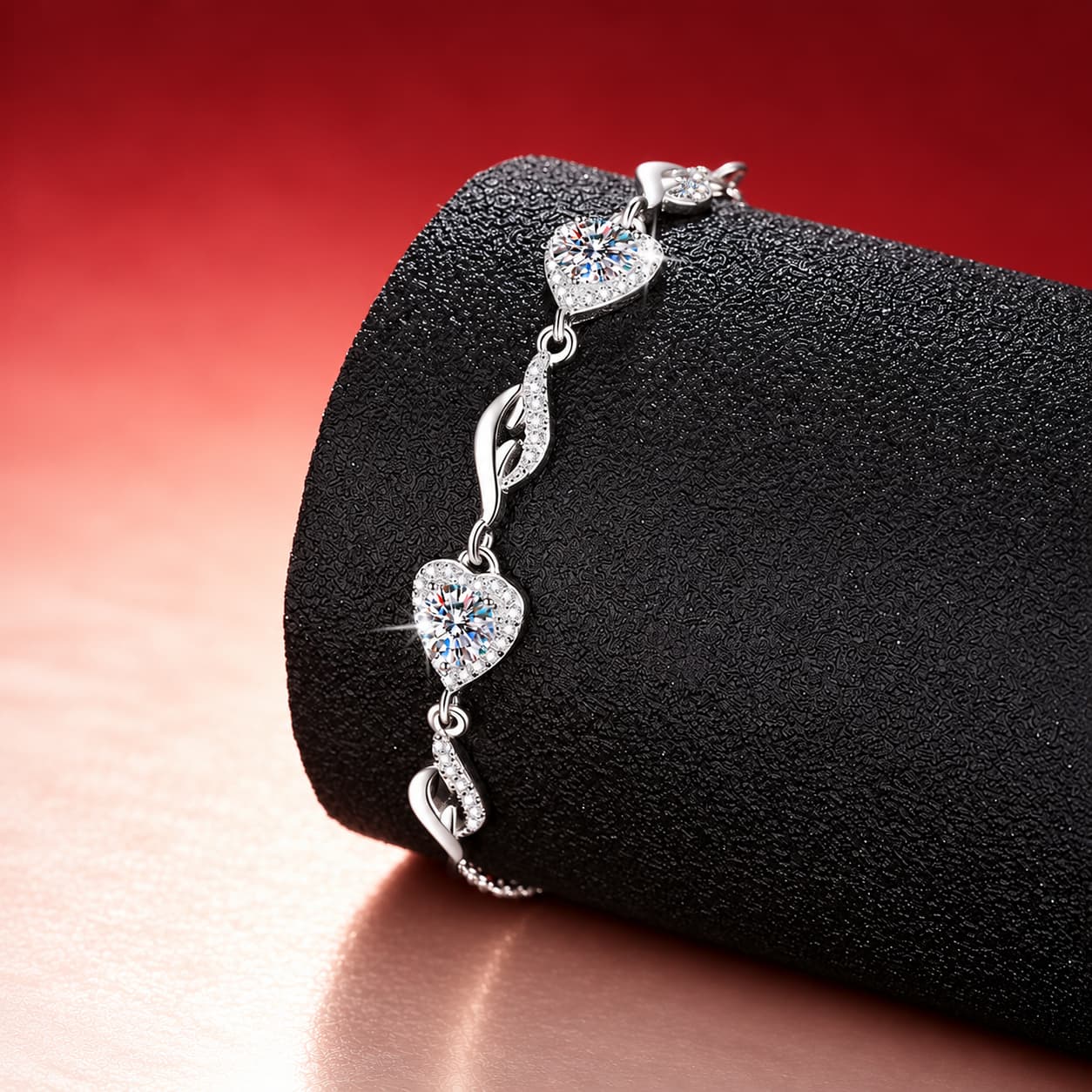 Luna Series · Heart-Link Bracelet — Sterling Silver — image 3