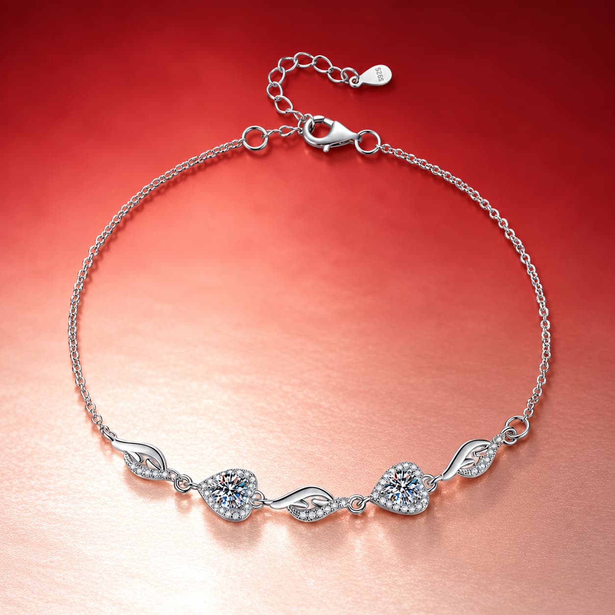 Luna Series · Heart-Link Bracelet — Sterling Silver — image 4