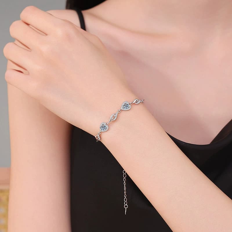 Luna Series · Heart-Link Bracelet — Sterling Silver — image 2