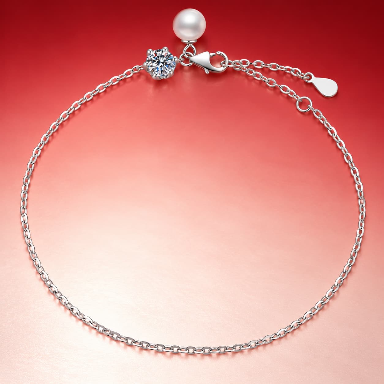 Luna Series · Solitaire and Pearl-Bead Bracelet — Sterling Silver — image 4