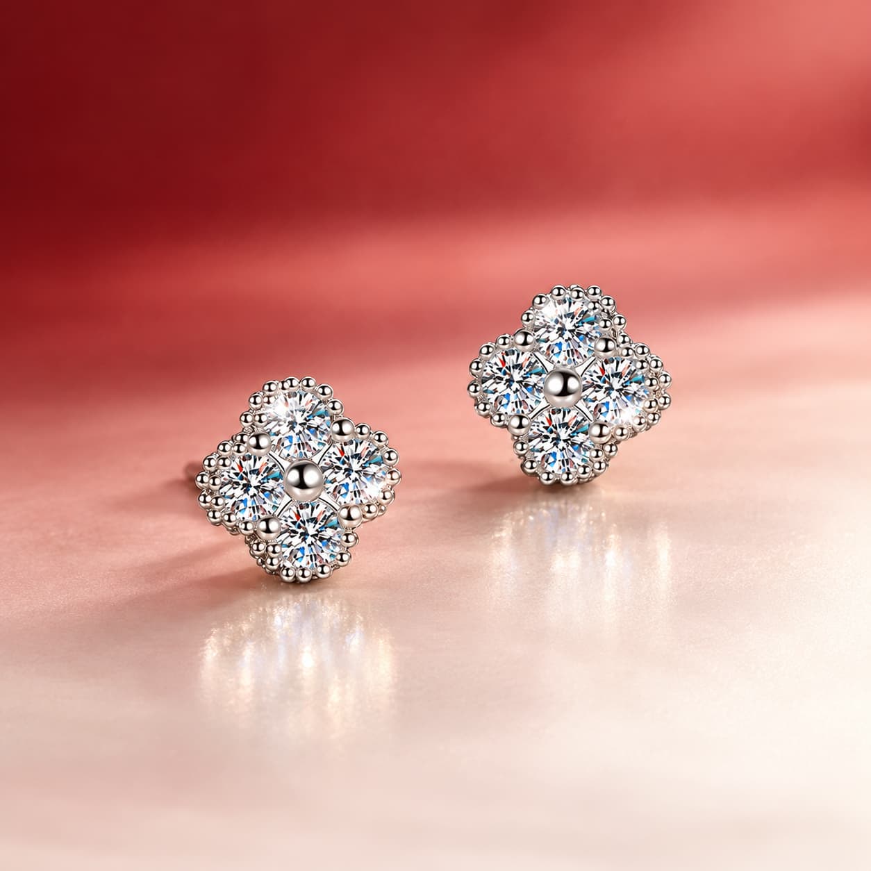 Luna Series · Clover-Cluster Stud Earrings — Sterling Silver — image 3