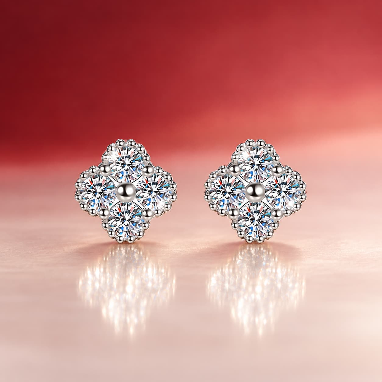 Luna Series · Clover-Cluster Stud Earrings — Sterling Silver — image 1