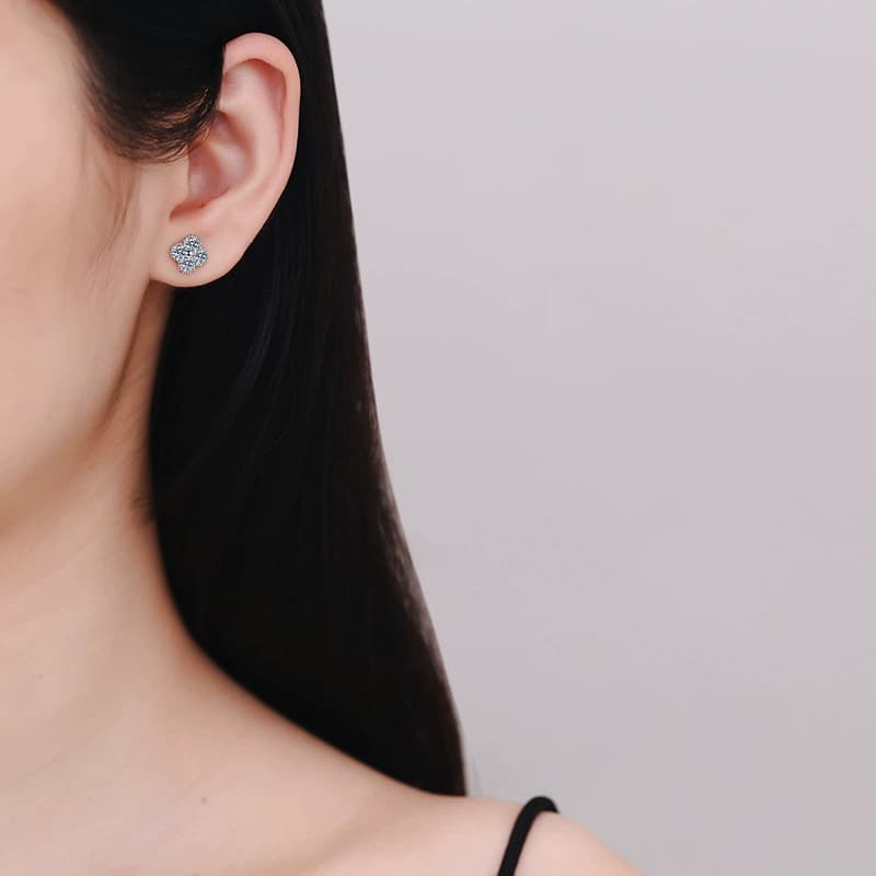 Luna Series · Clover-Cluster Stud Earrings — Sterling Silver — image 2