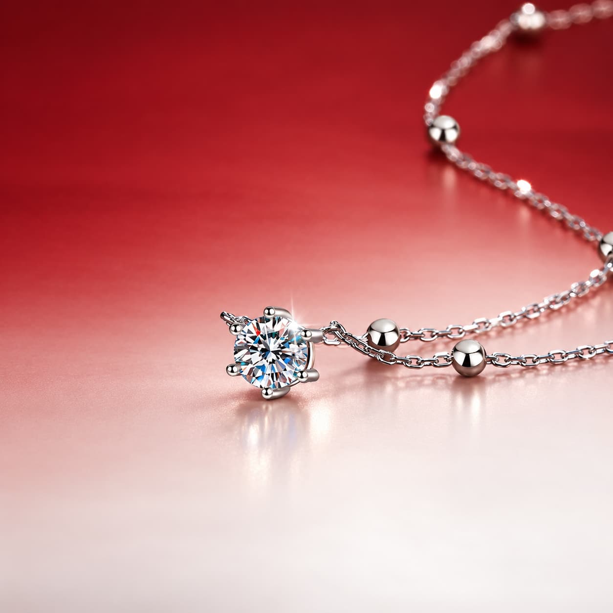 Luna Series · Four-Stone Blossom Pendant Necklace — 925 Sterling Silver — image 3