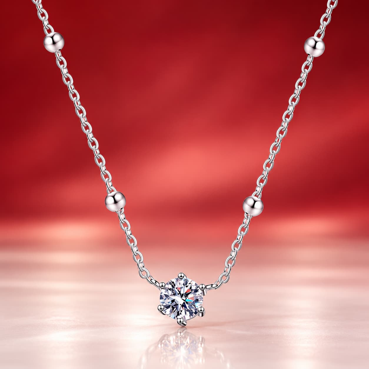 Luna Series · Four-Stone Blossom Pendant Necklace — 925 Sterling Silver — image 4
