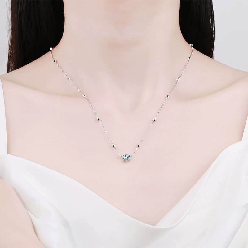 Luna Series · Four-Stone Blossom Pendant Necklace — 925 Sterling Silver — image 2
