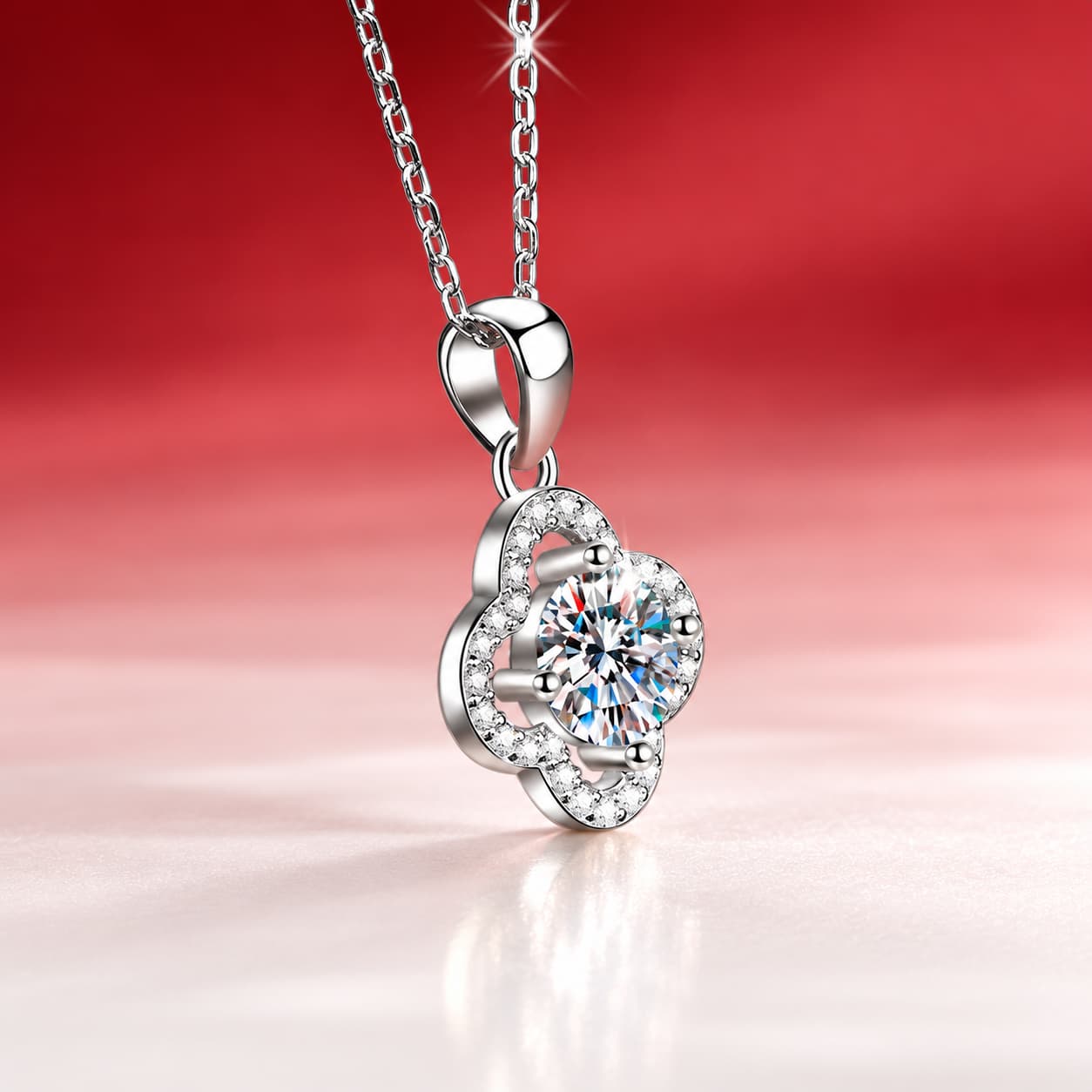 Luna Series · Four-Leaf Clover Pendant Necklace — 925 Sterling Silver — image 3