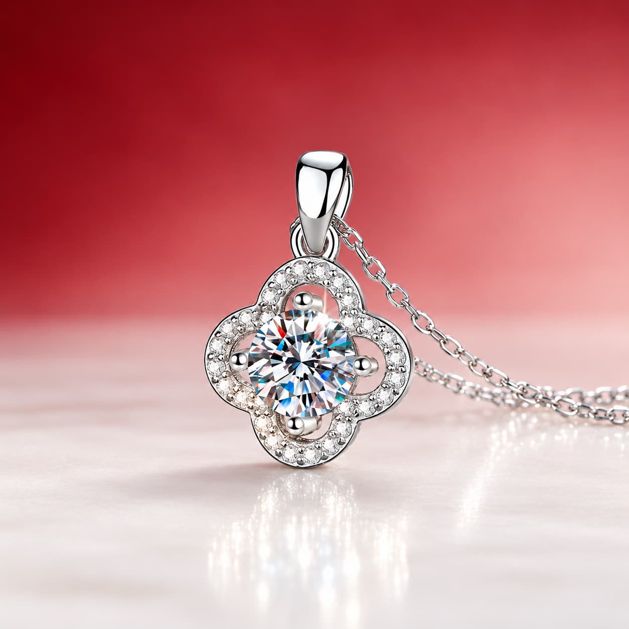 Luna Series · Four-Leaf Clover Pendant Necklace — 925 Sterling Silver — image 4
