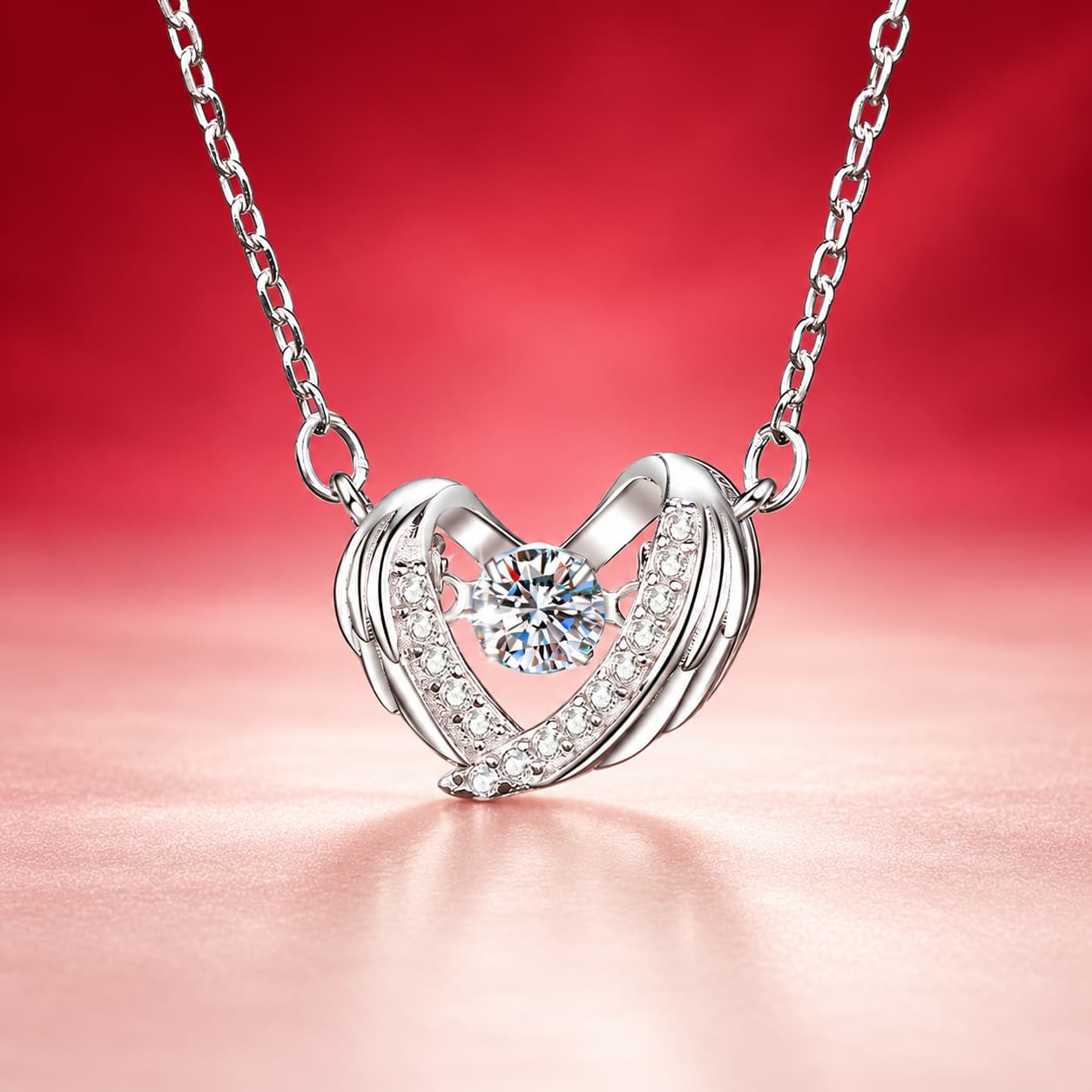 Luna Series · Winged Heart Pendant Necklace — 925 Sterling Silver — image 1