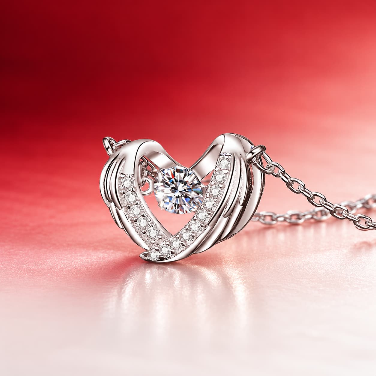 Luna Series · Winged Heart Pendant Necklace — 925 Sterling Silver — image 3