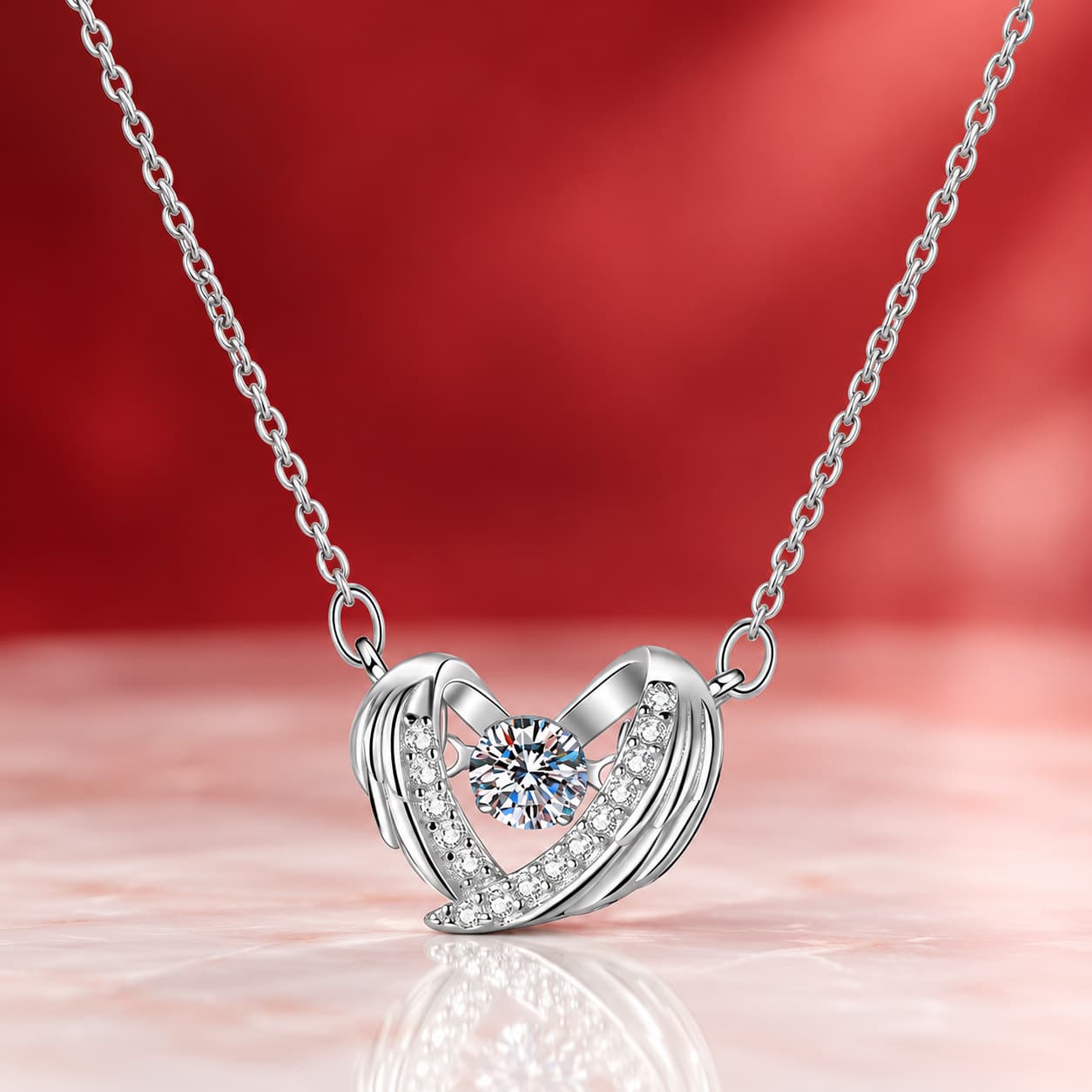 Luna Series · Winged Heart Pendant Necklace — 925 Sterling Silver — image 4