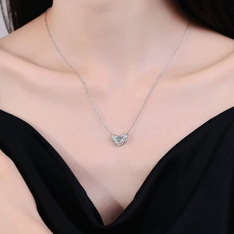 Luna Series · Winged Heart Pendant Necklace — 925 Sterling Silver — image 2
