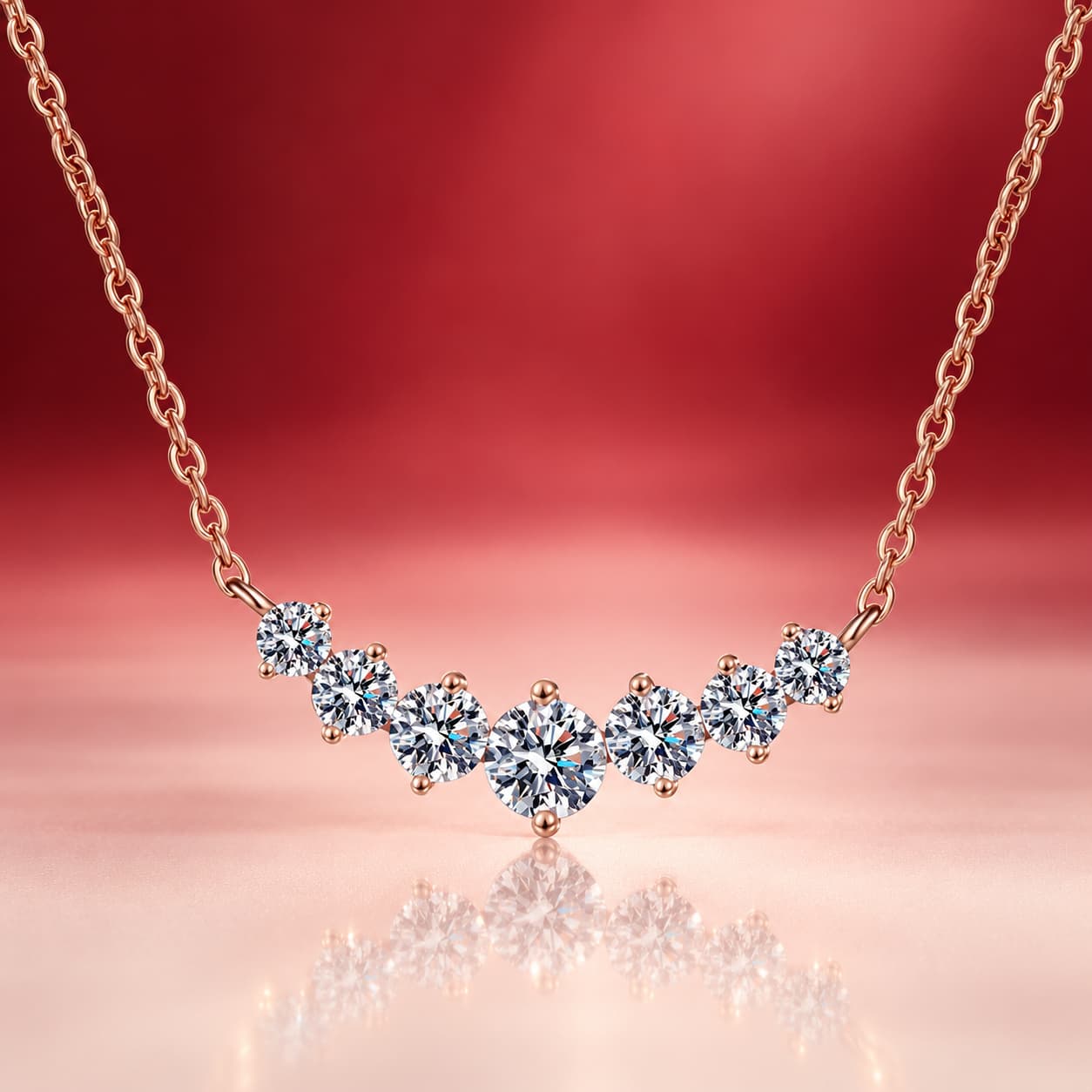 Luna Series · Curved Cluster Pendant Necklace — 925 Sterling Silver — image 1