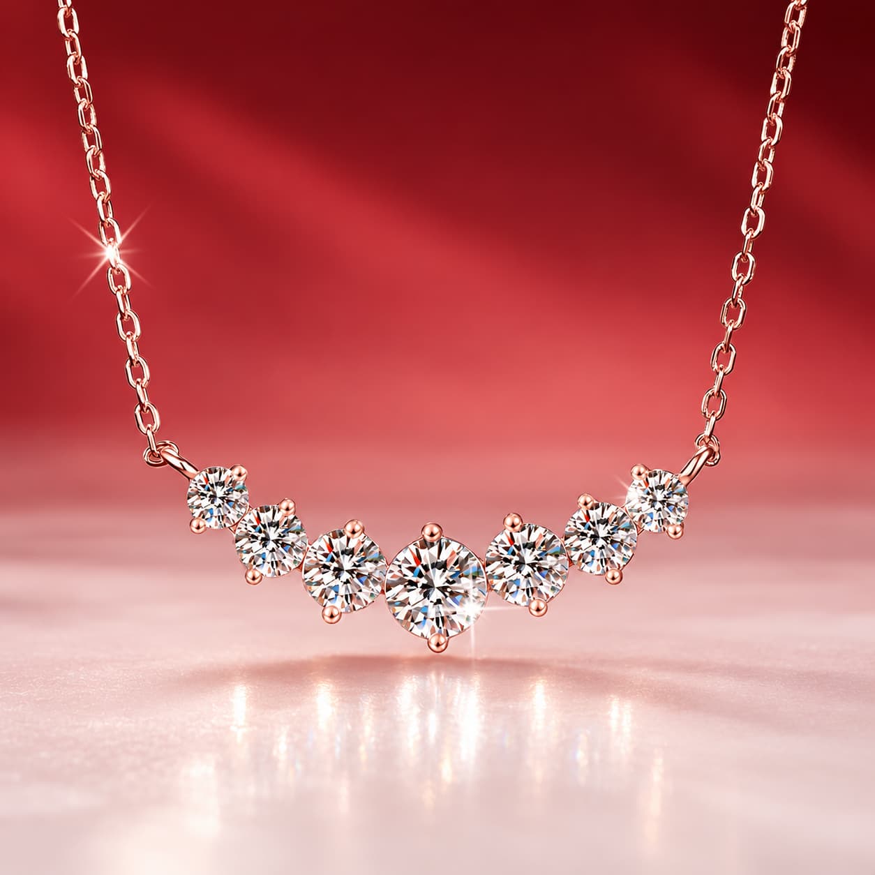 Luna Series · Curved Cluster Pendant Necklace — 925 Sterling Silver — image 3