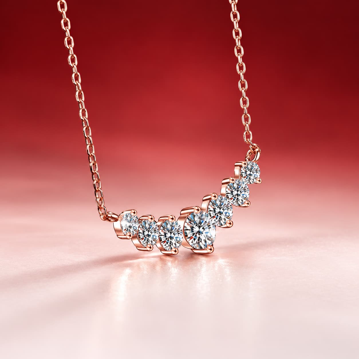 Luna Series · Curved Cluster Pendant Necklace — 925 Sterling Silver — image 4
