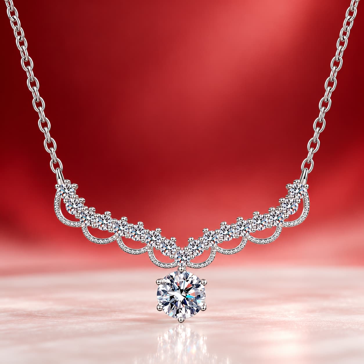 Luna Series · Wave-Wing Solitaire Pendant Necklace — Sterling Silver — image 4