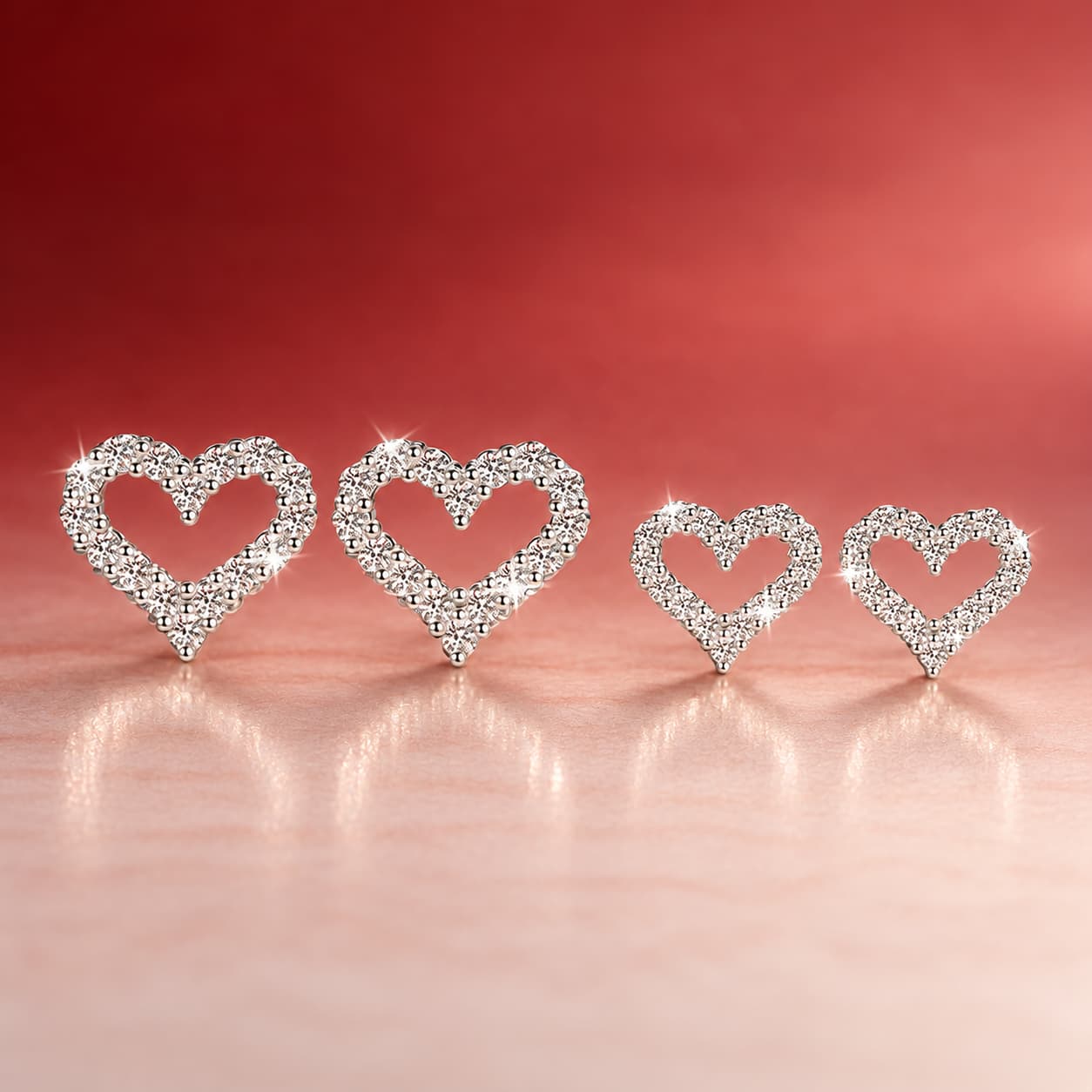 Luna Series · Pavé-Heart Stud Earrings — Sterling Silver — image 3
