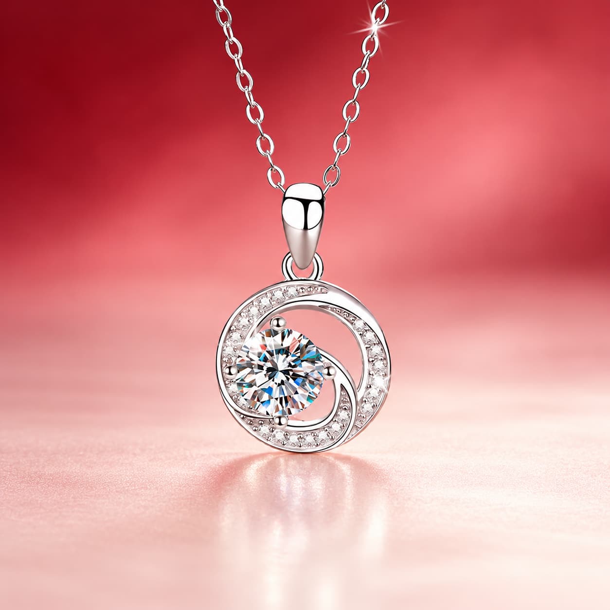 Luna Series · Round Openwork Pendant Necklace — 925 Sterling Silver — image 1