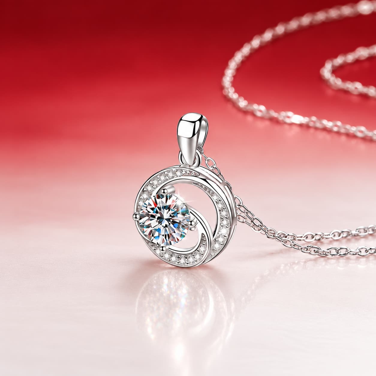 Luna Series · Round Openwork Pendant Necklace — 925 Sterling Silver — image 4